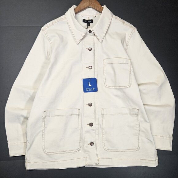 Well Worn Jackets & Blazers - Well Worn Women's Size L  Denim Button Up Jean Jacket  Off White‎ Cotton Blend